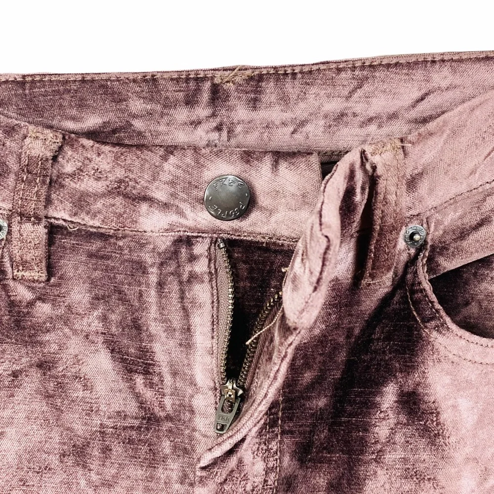 Free People Velvet Metallic Coated Cropped High Rise Disco Flare Jeans 25 Brown - Picture 11 of 13